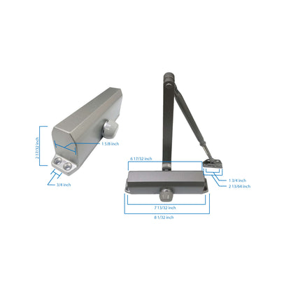 Commercial Grade 3 Door Closer with Hold Open Arm in Aluminum - Size 3 -  Pro-Edge HD