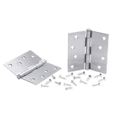 4 in x 4 in Brushed Chrome Mortise Removable Pin Squared Hinge - Set of 2 -  Pro-Edge HD