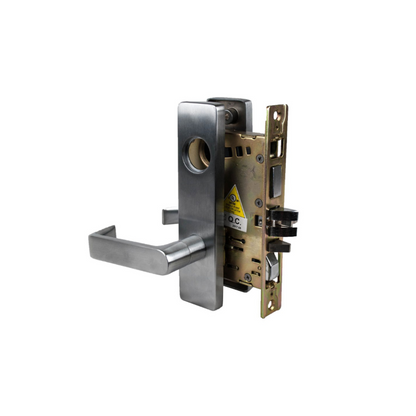 DXML Brushed Chrome Grade 1 Passage Mortise Lock Door Handle with Sectional Lever -  Pro-Edge HD