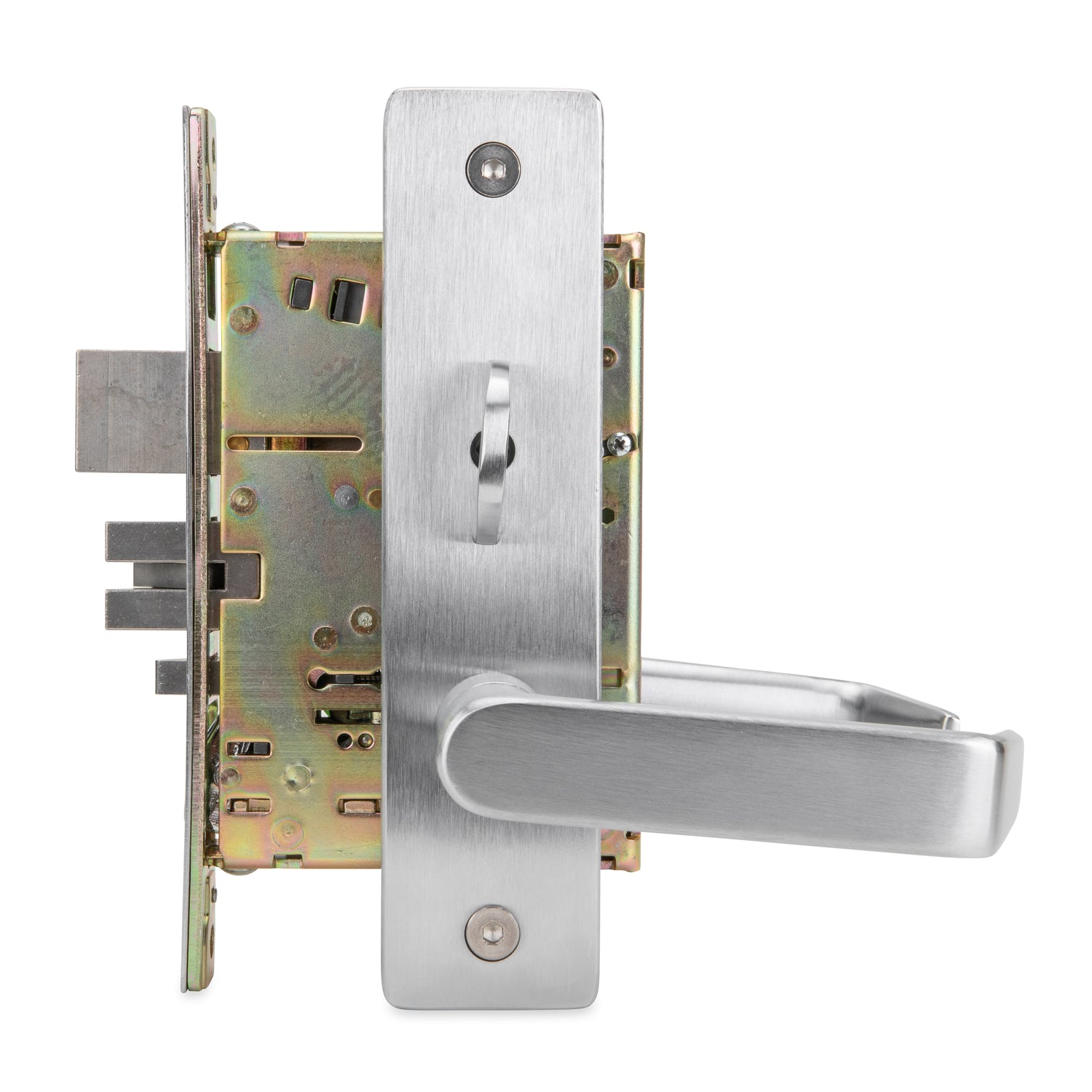 DXML Series Brushed Chrome Grade 1 Privacy Mortise Door Lock Handle with Escutcheon Lever