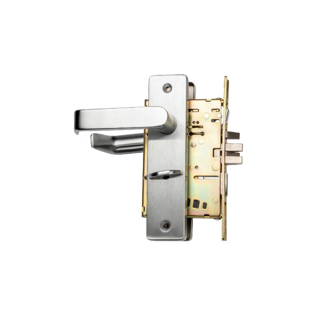 DXML Series Brushed Chrome Grade 1 Privacy Mortise Lock Door Handle with Sectional Lever