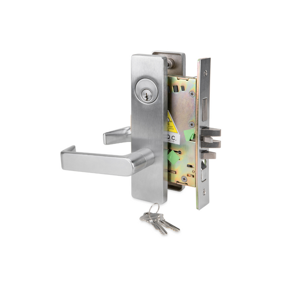 DXML Series: Brushed Chrome Grade 1 Storeroom Mortise Lockset with Escutcheon Lever - Robust & Reliable
