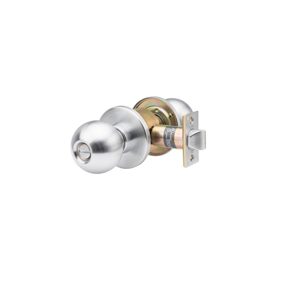 Stainless Steel Bed/Bath Door Knob - Grade 1 Commercial Cylindrical Privacy Lockset