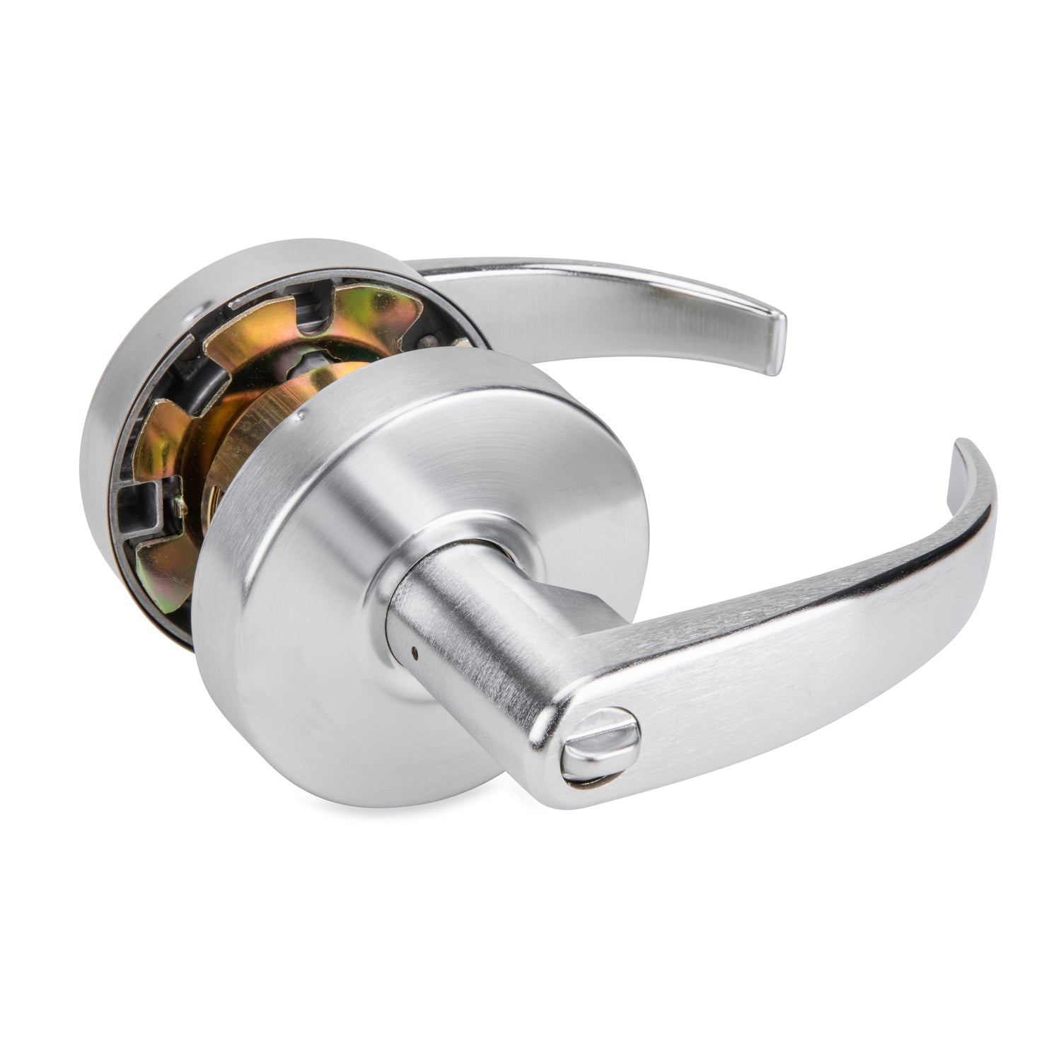 LSV Sparta Series Standard Duty Brushed Chrome Grade 2 Commercial Cylindrical Entry Door Lever/Handle with Lock -  Pro-Edge HD