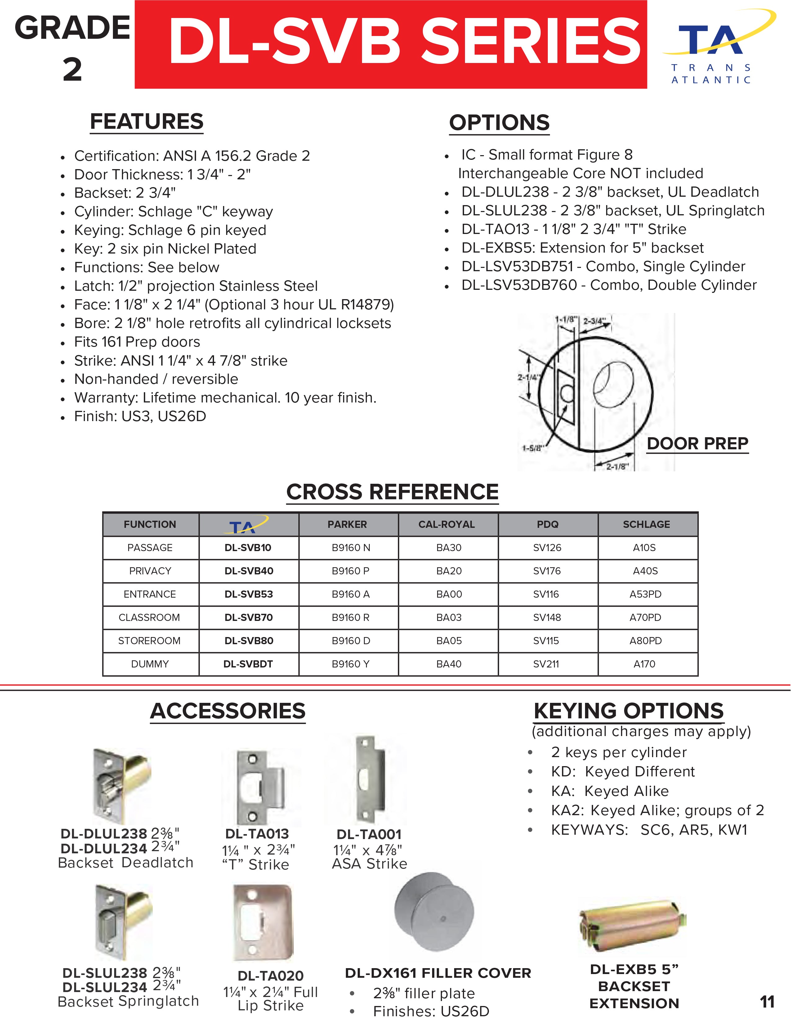 SVB Series Grade 2 Standard Duty Commercial Cylindrical Entry Door Knob with Lock -  Pro-Edge HD