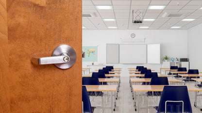 Eiffel Standard Duty Brushed Chrome Grade 2 Commercial Classroom Door Handle with Lock, Clutch Function and IC Core