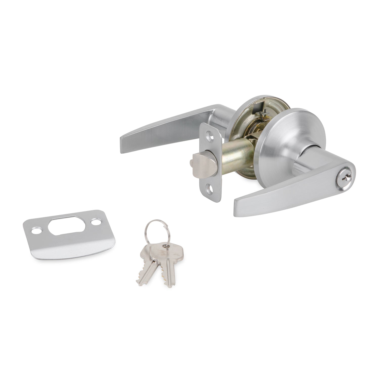 Franklin Collection Modern Brushed Chrome Grade 3 Entry Door Handle with Lock