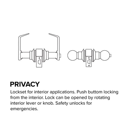 Contra Collection Modern Grade 3 Privacy Bed/Bath Door Handle with Lock