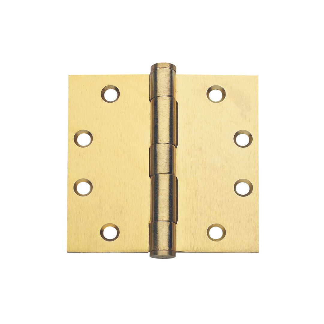 4 in. x 4 in. Satin Brass Plain Bearing Steel Hinge (Set of 2) -  Pro-Edge HD