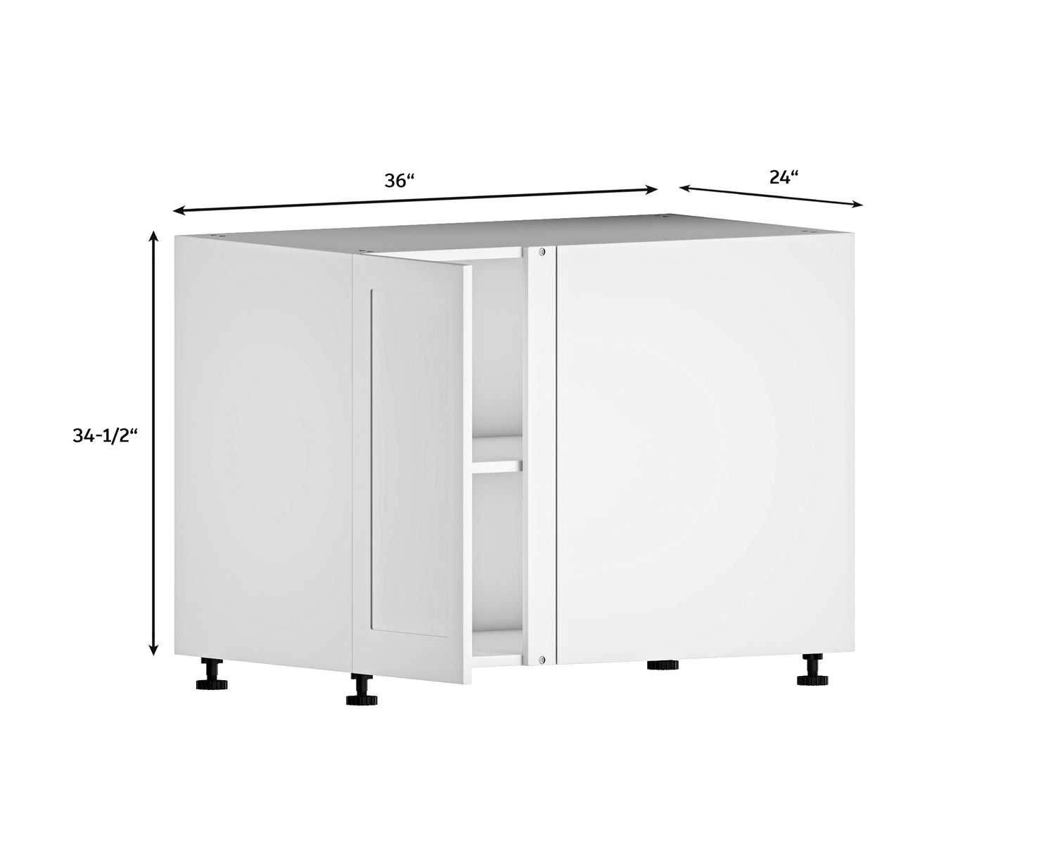 Quick Assemble Modern Style With Soft Close, Shaker 36 in Blind Corner Base Kitchen Cabinet (36 in W x 24 in D x 34.50 in H)