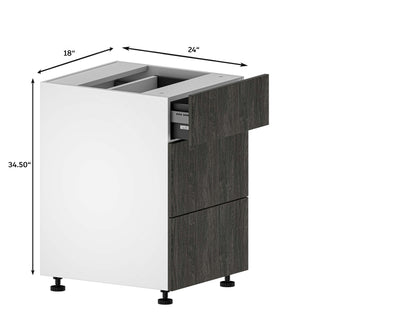 Quick Assemble Modern Style with Soft Close 18 in Base Kitchen Cabinet, 3 Drawer (18 in W x 24 in D x 34.50 in H)