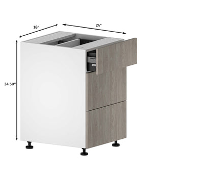 Quick Assemble Modern Style with Soft Close 18 in Base Kitchen Cabinet, 3 Drawer (18 in W x 24 in D x 34.50 in H)
