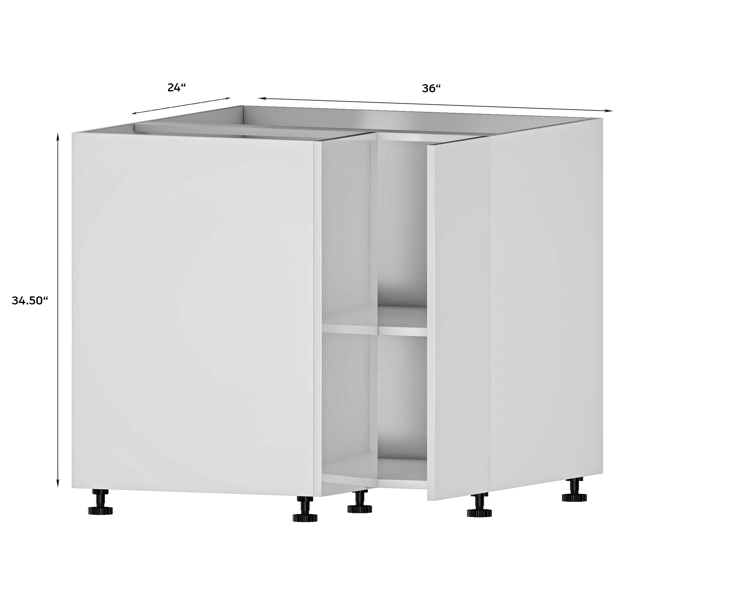 Quick Assemble Modern Style with Soft Close 36 in Lazy Susan Base Kitchen Cabinet (36 in W x 24 in D x 34.50 in H) -  Pro-Edge HD