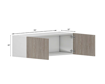 Quick Assemble Modern Style with Soft Close 33 in x 15 in Wall Bridge Kitchen Cabinet (33 in W x 15 in H x 12 in D)