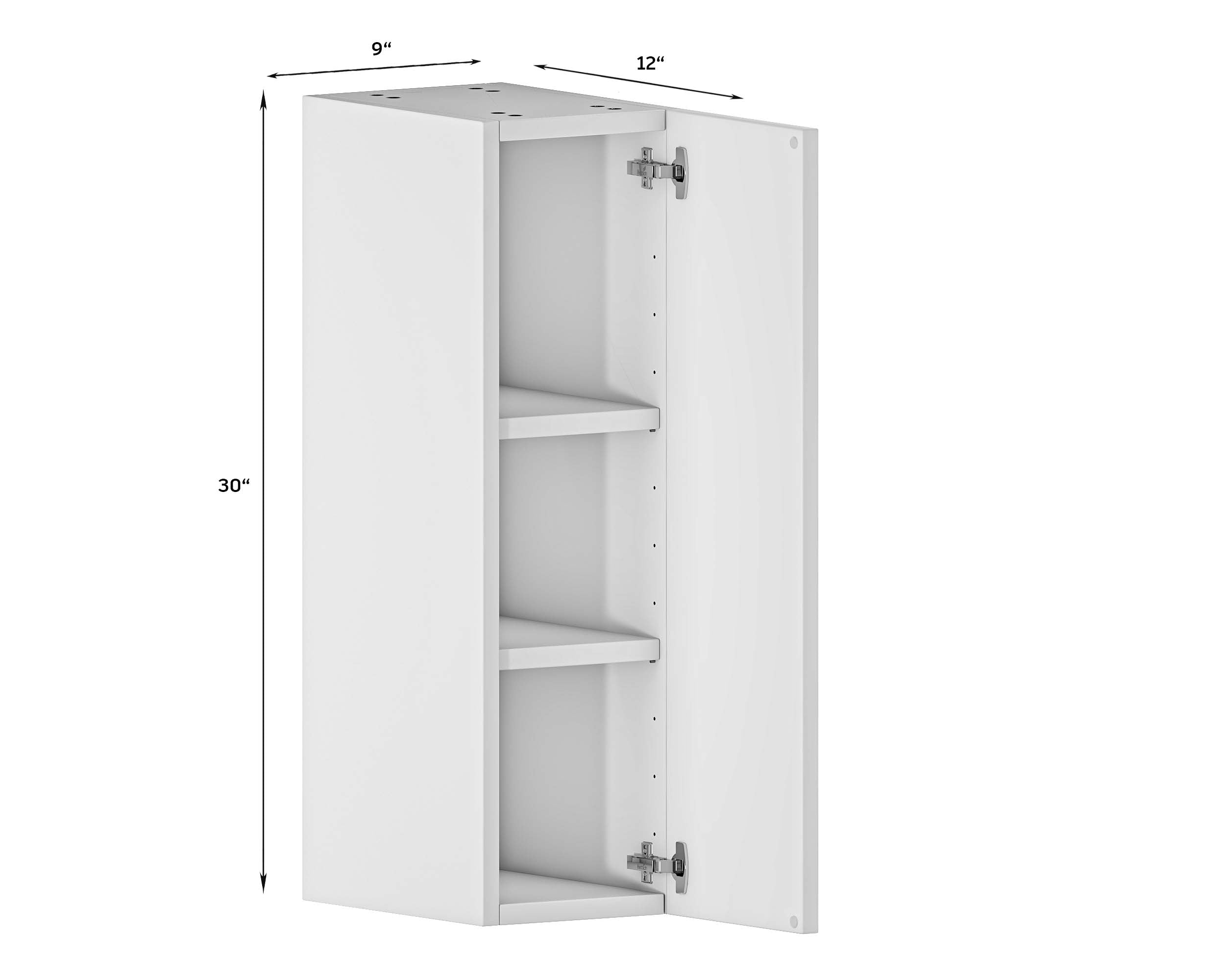 Quick Assemble Modern Style with Soft Close, 9 in White Shaker Wall Kitchen Cabinet (9 in W x 12 D x 30 in H) -  Pro-Edge HD