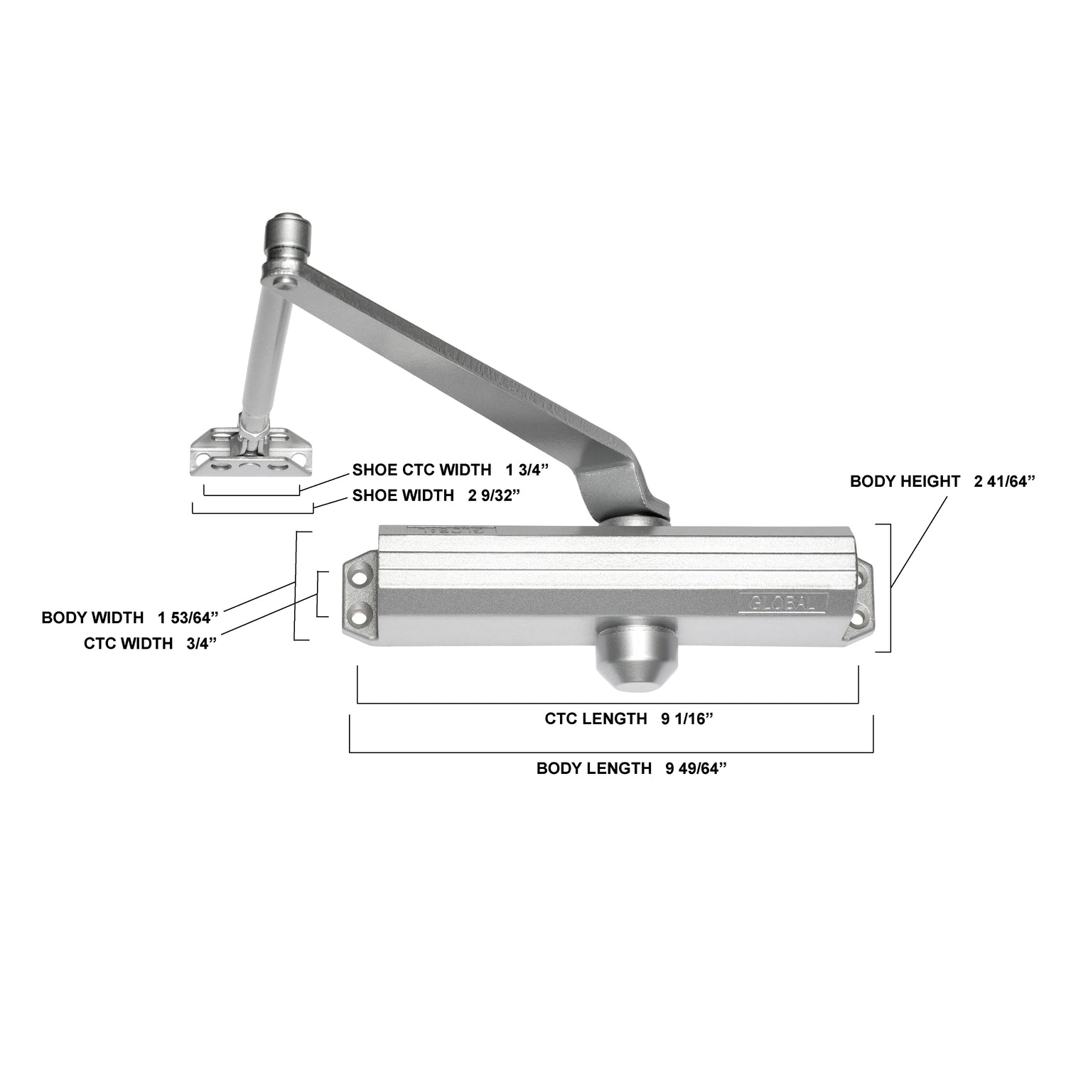 Commercial Grade 1 Door Closer with Adjustable Spring Tension - Sizes 2-5 -  Pro-Edge HD