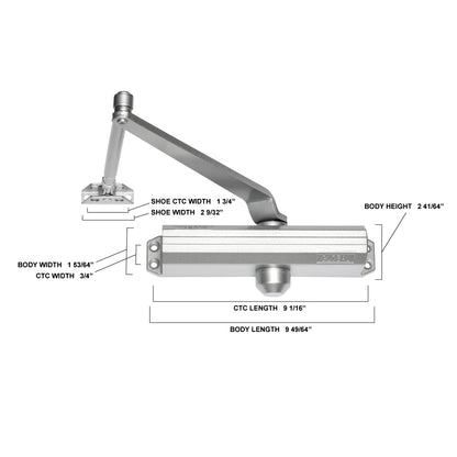 Commercial Grade 1 Door Closer with Adjustable Spring Tension - Sizes 2-5 -  Pro-Edge HD