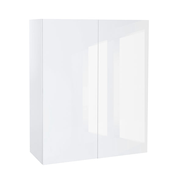 Quick Assemble Modern Style with Soft Close, White Gloss Wall Kitchen Cabinet, 2 Door (33 in W x 12 D x 36 in H)