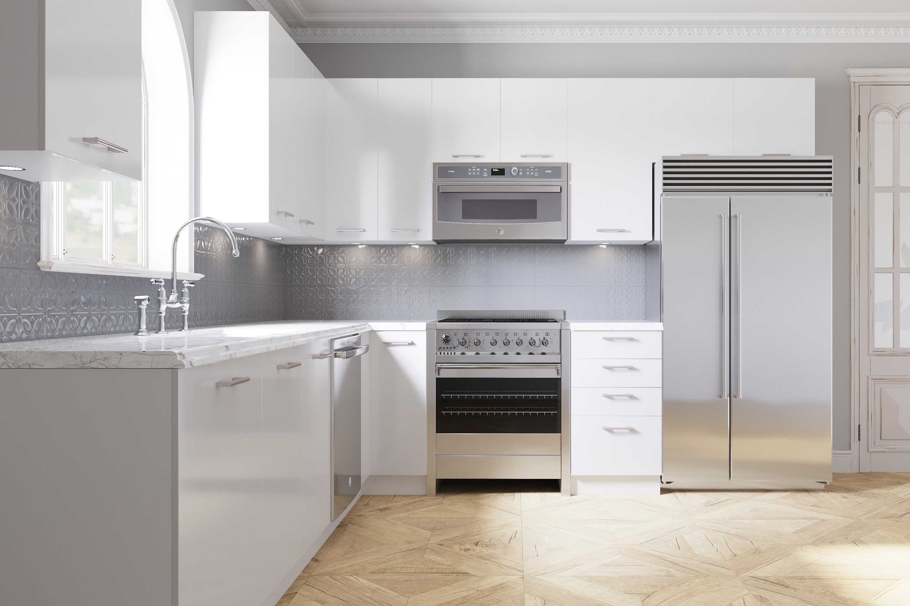 White Gloss Slab Style Kitchen Cabinet Toe Kick (4.5 in W x 48 in H x 1 in D) -  Pro-Edge HD